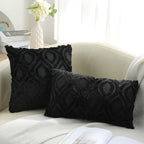 decorUhome Faux Fur Plush Soft Black Throw Pillow Covers 26x26 Set of 2 - Image 6