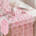 8 Pcs Pink Bow Table Runners 29 x 70 in Pink Bow Tablecloth by Windkream