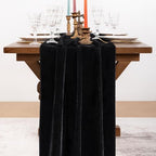 4 Pack Black Velvet Table Runner Cloth Fall Luxurious Wedding Party Decor - Image 2