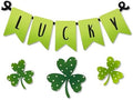 Roeda Brighten Your Life 14922g Lucky Word Banner and Shamrocks with Polka Dots Wreath Kit St. Patrick's Day Magnet Set of 4, 8.5" W x 3.4" H by Roeda