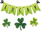 Roeda Brighten Your Life 14922g Lucky Word Banner and Shamrocks with Polka Dots Wreath Kit St. Patrick's Day Magnet Set of 4, 8.5" W x 3.4" H by Roeda