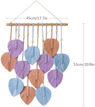 VEKALON Macrame Art Tapestry - Small Boho Chic Woven Wall Hanging Decor for Living Room, Modern Bohemian Leaf-Shaped Decorations for Apartment, Home, and Bedroom(Colorful) - Image 3