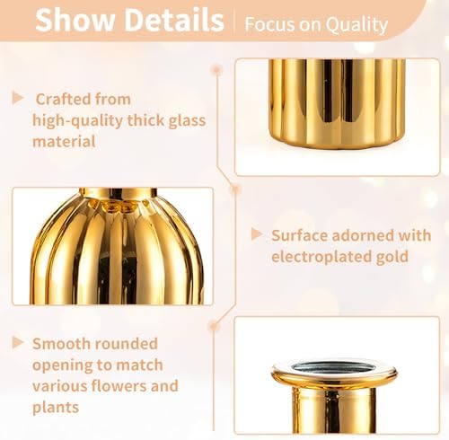 NUPTIO Gold Glass Bud Vases, Mini Vintage Bottle, 5.51" Tall, 12 Pcs - Image 6
