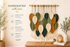 Macrame Wall Hanging Large, Boho Wall Decor, Leaf Macrame Wall Art, Woven Cotton Tapestry for Bedroom Living Room (Green and Beige) 39" x 31" - Image 3