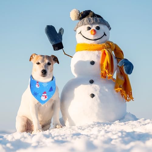 Abbylike 50 Pcs Winter Dog Bandanas Bulk, Blue Snowflake Snowman Penguin - Image 4