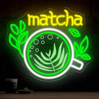 Matcha Neon Sign, Green Tea LED Wall Decor for Cafe, Tea Shop & Home Bar by mllusxg