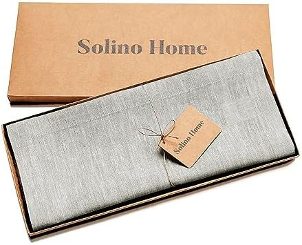 Solino Home 100% Pure Linen Table Runner Oyster Grey, Athena 14 x 120 in - Image 5