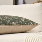 Spring Flower Lumbar Throw Pillow Cover 14x36 Inches Green Vintage Floral Pillow Cover Farmhouse Summer Cushion Cover Leaf Retro Pillowcase Home Decor for Sofa Living Room Couch - Image 3