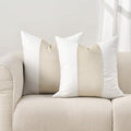 EVERGRACE x Kinsey Walsh Signature Velvet Panel Cotton Pillow Covers Set of 2, Decorative Pillow Covers 22"x22" for Couch, Square Cushion Cases for Sofa Bedroom Living Room, Off White Pearl by EVERGRACE