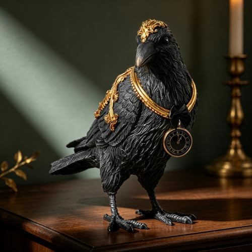 Cynkeyee Gothic Raven Crow Resin Statue - Halloween Decor Figurines 7.5IN by Cynkeyee
