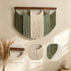 Large Boho Wall Art Decor, Macrame Wall Hanging Tapestry Handmade Cotton Yarn Dip Dyed Ombre for Living Room Bedroom Above Bed Headboard, Green Beige Sage 47.2 x 33.5 Inches Boho Home Decor Gift - Image 4