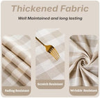 JIALE Gingham Tablecloth Rectangle Cotton Linen Fabric Checkered Table Cloth with Tassel Washable Wrinkle Free Buffalo Plaid Table Cover for Outdoor Party Picnic Kitchen Dining, Beige, 55x120 - Image 4