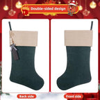 19.5" Personalized Burlap Christmas Stockings, Flaxen Green, 6Pcs - Image 4