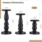 3 Pcs Black Metal Pillar Candle Holders Set, Rustic Farmhouse Iron Candlestick Holders, Decorative Candlestick for Table Centerpiece, Wedding, Home - Image 5