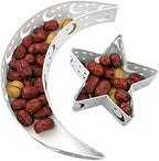 Moon Star Dinner Plate Tray Fruit Plate Ramadan Decoration, Eid Mubarak Moon Star Serving Tray Tableware Dessert Food Storage Container for Islam Muslim Party Festival Table Decor - Image 3