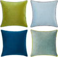 MONDAY MOOSE Decorative Throw Pillow Covers Cushion Cases, Set of 4 Soft Velvet Modern Double-Sided Designs, Mix and Match for Home Decor, Pillow Inserts Not Included (18x18 inch, Green/Blue) by MondayMoose