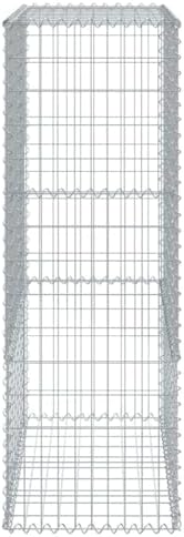vidaXL Gabion Basket Iron Cage - Silver 118.1"x19.7"x59.1" - -, Tool-Free Assembly, Outdoor Retaining Wall - Image 6