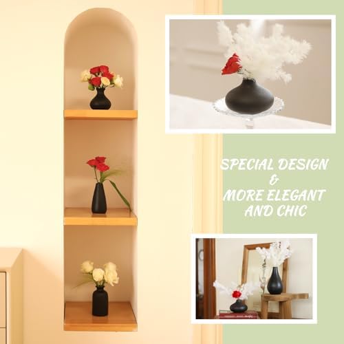 Small Black Vases Set of 8 - Mini Ceramic Bud Vases for Flowers - Image 3
