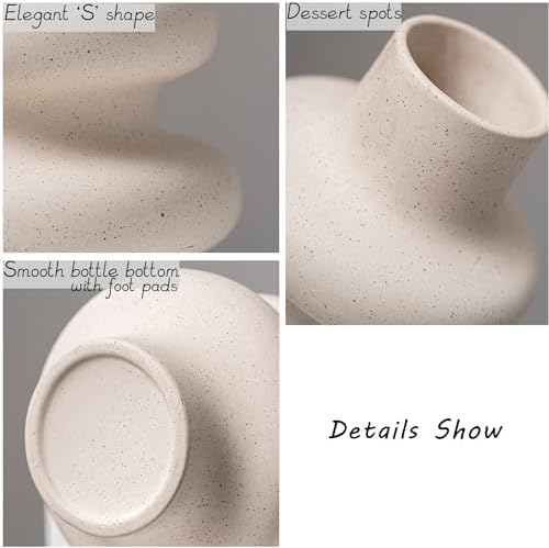 Steviieden Ceramic Vases Set, Boho Home Decor Vase, Off White, Set of 2 - Image 4