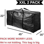 BAG-THAT! 68.5 GAL 2 Pack XXL Jumbo Extra Large Heavy Duty Stronger Handles Storage Bags Moving Totes Zippered Reusable Wrap Around Handle Storage Totes - Image 3