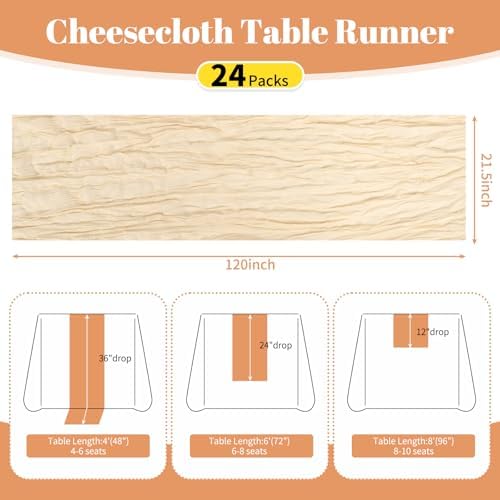 24 Pack Beige 10Ft Cheesecloth Table Runner - Image 2