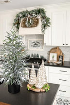 3FT Snow Flocked Artificial Norfolk Pine Tree in Pot, Real Touch Artificial Topiary Tree Small Faux Tabletop Christmas Tree for Front Porch Kitchen Home Indoor Outdoor Decor - Image 7