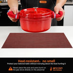 Red Vinyl Placemats Set of 12, Heat Resistant Table Placemats - Image 4