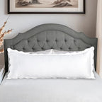 Ridhi White with White Scalloped 100% Cotton Throw Pillow Covers 20x54 Inch - Image 2