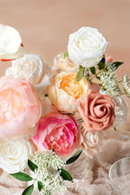 Ling's moment Artificial Pink Wedding Flowers Combo, Coral & Ivory, Grand - Image 3