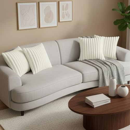 Cream White Throw Pillow Covers 26 x 26 set of 4, Cute Boho Throw Pillow Cover for Couch/Bed, Decorative Pillows Covers for Sofa/Bed, Accent Pillow Covers for Living Room, Rustic/Home/Room Decor - Image 6