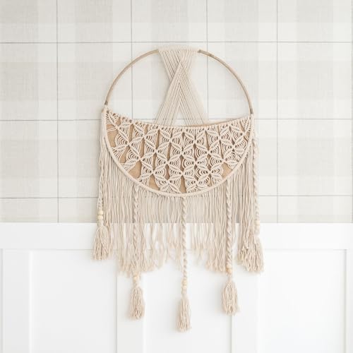 Crane Baby Charlie Farmhouse Macramé Boho Toy Bin with Tassels, Hanging Basket Nursery Decor, Stuffed Animal Storage, Wall Organizer for Playroom, Boho Baby Room Decor& Kids Room Organization - Image 2