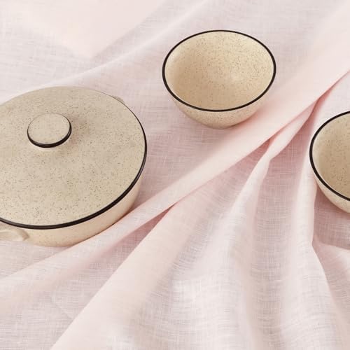 Solino Home 100% Pure Linen Table Runner Pink Hemstitch, 14 x 120 in - Image 3