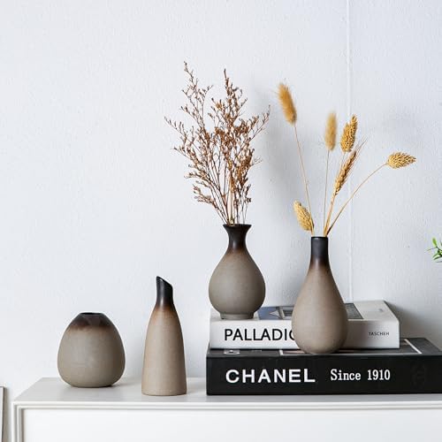 Tanvecle Small Rustic Vases, Ceramic Bud Vase Set 11, Farmhouse Home Decor - Image 3