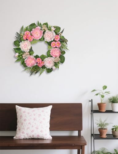 Spring Summer Wreath for Front Door with Large Peonies, Daisies for All Seasons Indoor Outdoor Use, 24" Silk Floral Wreath Spring Summer Decorations for Home, Porch, Wall, Farmhouse, Wedding Decor - Image 6
