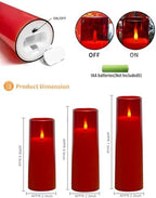 kakoya Flickering Flameless Candles Battery Operated with Remote and 2/4/6/8 H Timer Plexiglass Led Pillar Candles Pack of 9 (D2.3 xH5.5 6.5" 7.5") with Realistic 3D Wick Candles for Home Decor(Red) - Image 5