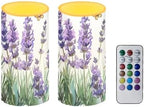 Lavender Flameless Candles 2 Pack 6 x 3 inch Battery Operated Candles with Multicolor Timer Remote Control LED Fake Candles for Warm Light Dinner Table Home Decor - Image 2