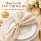 80 Pcs Gold Leaf Napkin Rings Metal Napkin Ring Holder Buckles - Image 3