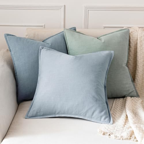 MIULEE Decorative Linen Lumbar Pillow Covers 12x20 Inch Light Blue - Image 4