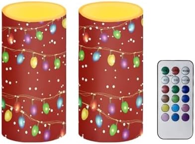Christmas Lights Flameless Candles LED Candles with Remote and Timer Red Electric Fake Plastic Pillar Candles Christmas Decorations for Living Room Bedroom Home Indoor Holiday Party - Image 2