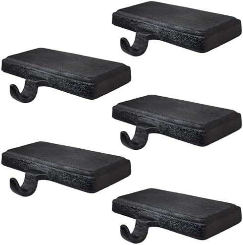 Lulu Decor Black Christmas Stocking Holders for Mantle Set of 5 - Heavy Cast Iron Weighted Strong & Sturdy Low Profile Flat Base Stocking Hooks, Simple Design for Mantle Decor Weighs 2 lbs 10 oz Each by LuluDecor