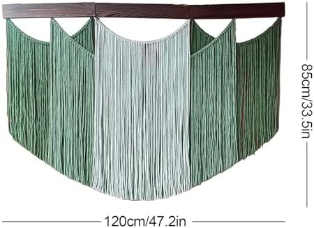 Macrame Wall Hanging 120 x 85cm Woven Tapestry Modern Fiber Wall Art Decoration Yarn Tapestry Craftsmanship for Bedroom Living Room Apartment Ornament (green) - Image 2