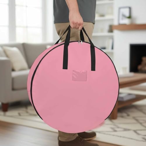 30 Inch Round Storage Bag 1 Pack,Minimalist Solid Pure Pink Waterproof Wreath Storage Container with Handles&Zipper Unadorned Single Color Art Closet Organizer Bags Garland Box by Unknown