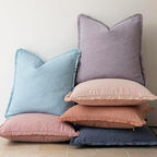 Foindtower Decorative Linen Fringe Throw Pillow Covers 24×24 Light Purple - Image 6