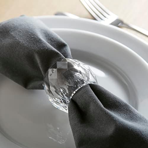 Huang Acrylic Crystalized Napkin Rings Set of 4 for Dining Table, Parties, Entertaining, Outdoor Patio, shatterproof and Elegant - Image 2