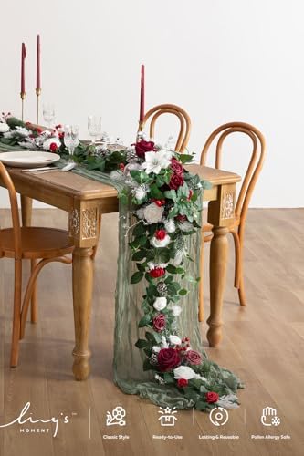 Ling's moment Christmas Artificial Flower Garland Wedding Arch 6 FT - Image 4