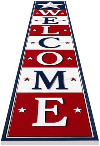 48x8" 4th of July Welcome Porch Sign, Patriotic Porch Decor for Independence Day, Standing Welcome Sign for Front Door, PVC, Design 7 - Image 4