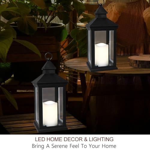 2-Pack 14" Candle Lanterns Outdoor Waterproof Decorative Flickering Lights with Timer - Cool White Decorative Indoor LED Lanterns Battery Operated - Image 3