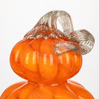 Stacked Glass Pumpkin Decor, Fall Halloween Table Centerpiece, Orange - Image 6