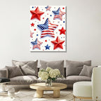 July 4th Patriotic Canvas Wall Art 4th of July USA Decorations American Flag Red Blue Star Picture Wall Decor Independence Day Home Decor 16x24in - Image 2