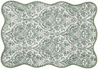 Fennco Styles Sage Damask Scalloped Placemats 12" x 18", Set of 4 – Vintage-Inspired Design Decorative Table Mats for Holidays, Family Gatherings, Kitchen & Dining Décor - Image 5